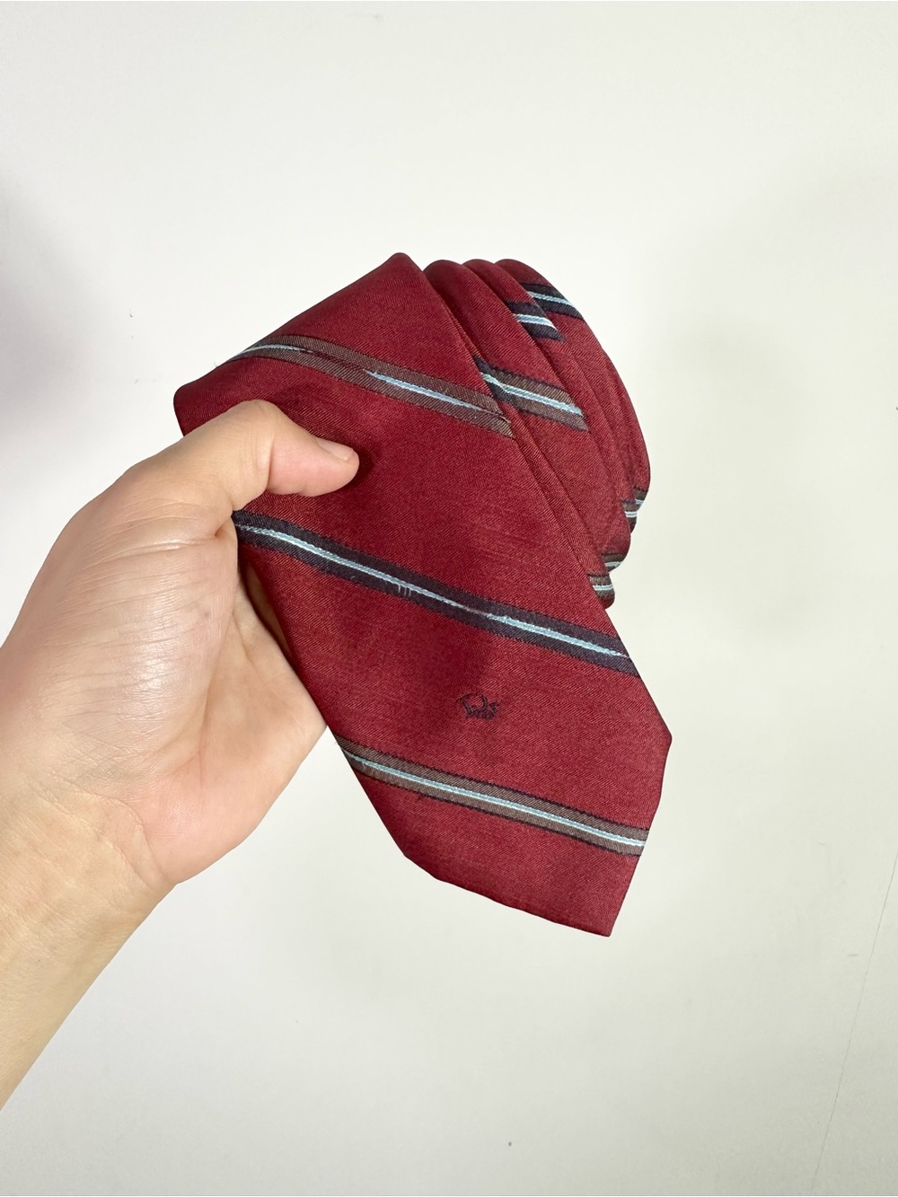 Christian Dior Red Striped Silk Blend Tie